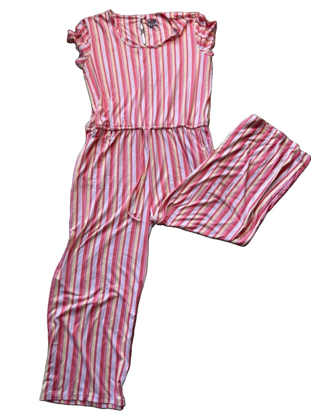 Muk Luks Pink Multi-Stripe Jumpsuit